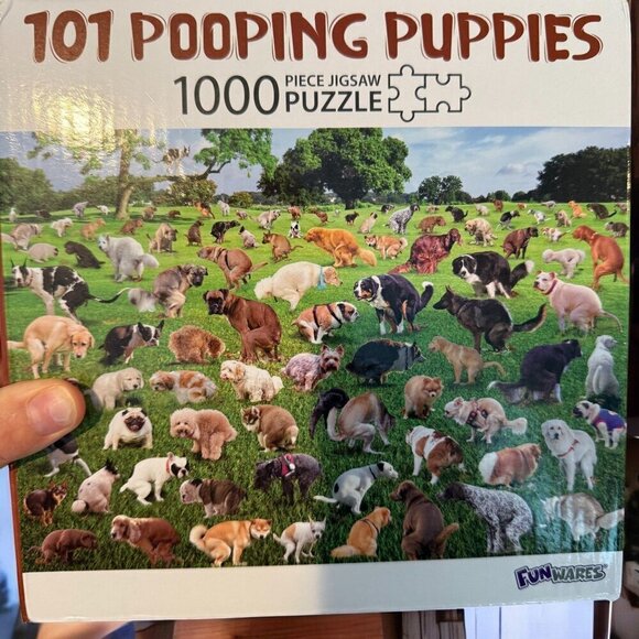101 Pooping Puppies 1000 Piece HIlarious Jigsaw Puzzle By Funwares Missing 1 - Picture 4 of 7